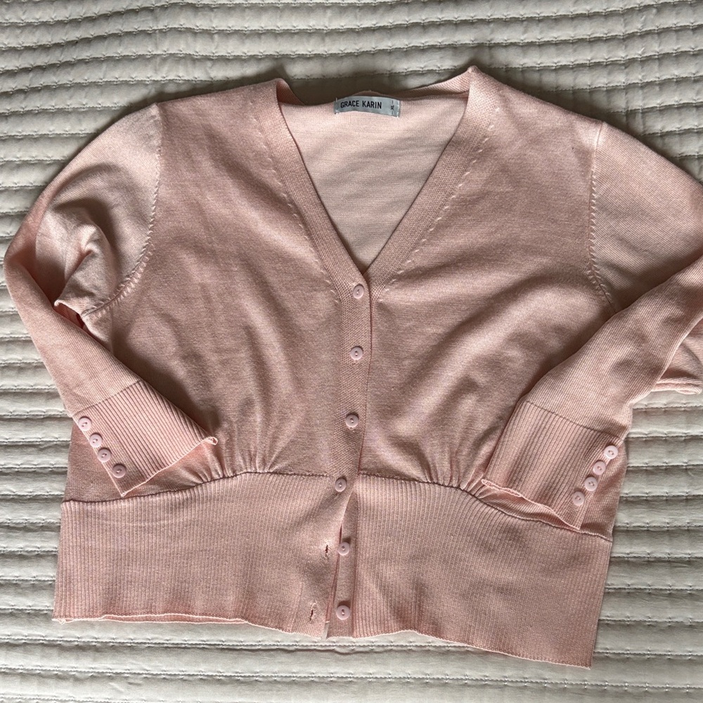 Grace Karin Light Pink Cardigan Sweater